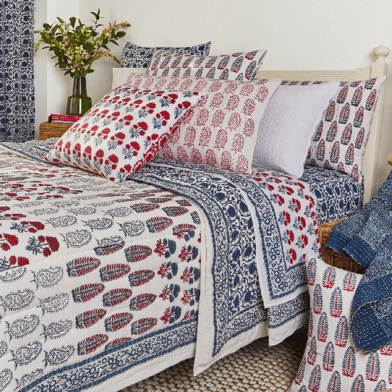 Checkerboard Bedding Collection - Blue/Red